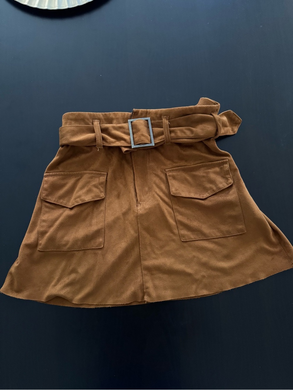 Zara Camel Brown High-Waist Belted Circle Skirt